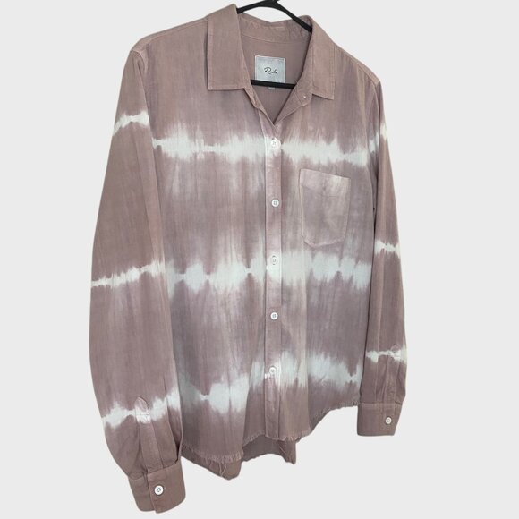 Rails Ingrid Raw-Hem Shirt Women's Medium Pink & White Tie-Dye Button-Up L/S - Picture 3 of 13